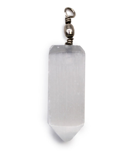 Selenite Obelisk Pendant – Sterling Silver Necklace Handmade