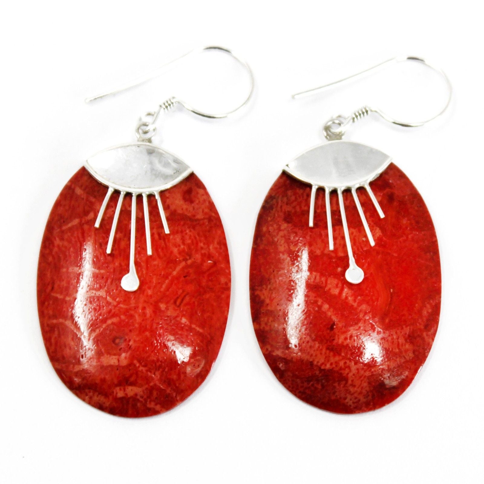 925 Silver Earrings – Oval Décor