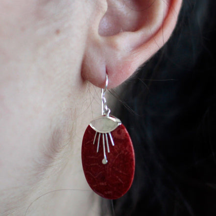 925 Silver Earrings – Oval Décor