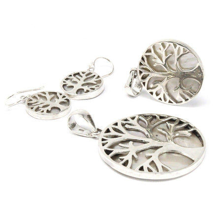 Tree of Life Silver Earrings 15mm – Mother of Pearl