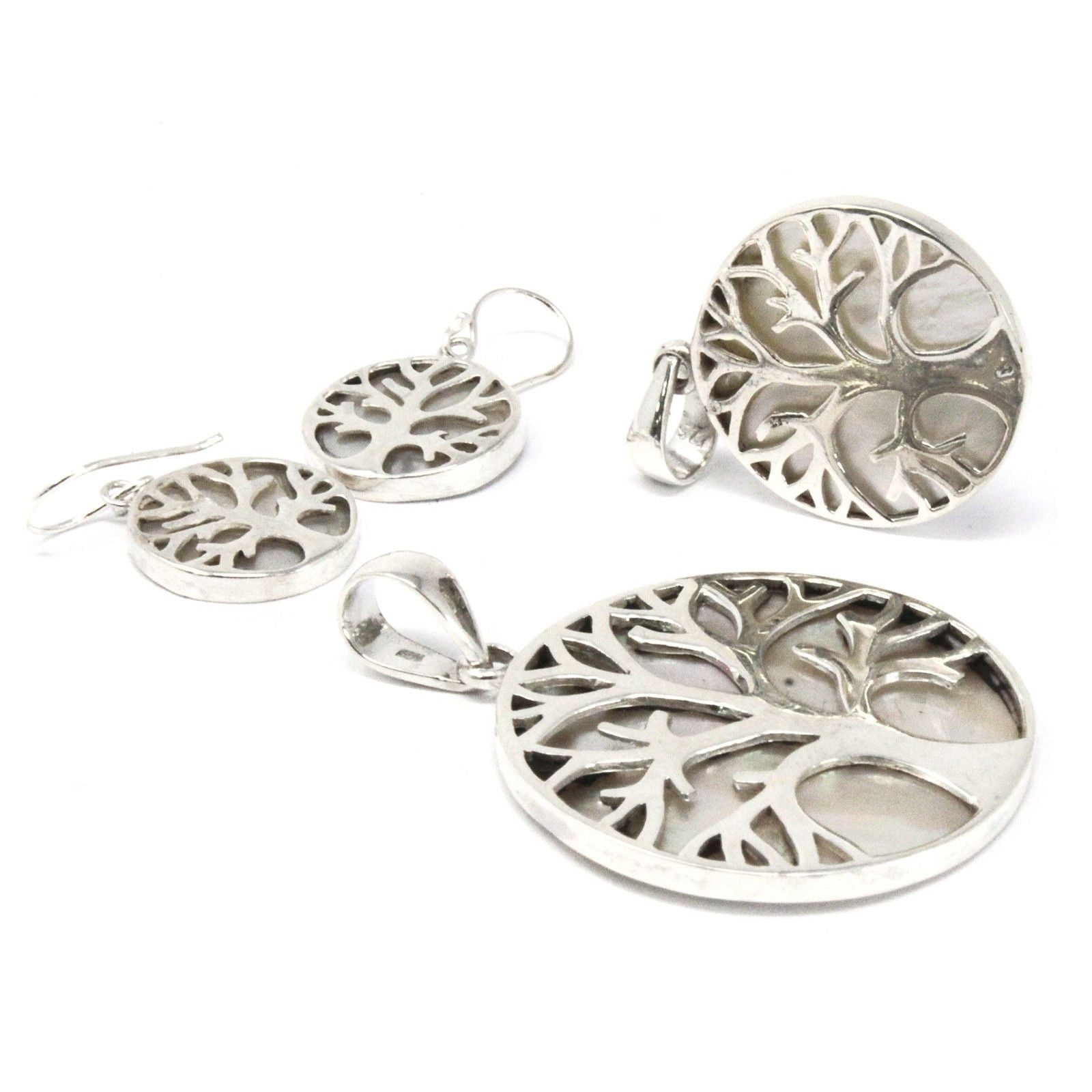 Tree of Life Silver Earrings 15mm – Mother of Pearl