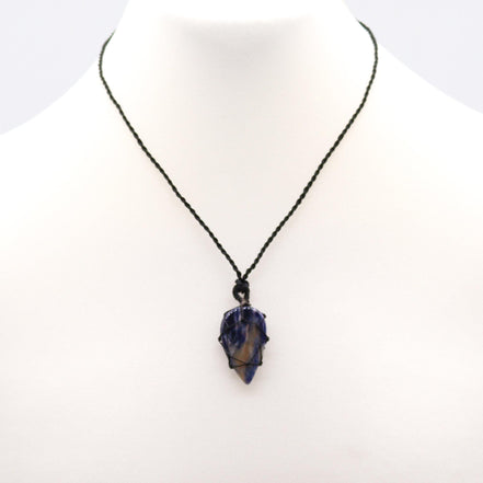 Laced Gemstone Teardrop Pendant Necklace – Sodalite