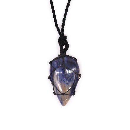 Laced Gemstone Teardrop Pendant Necklace – Sodalite