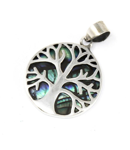 Tree of Life Silver Pendant 22mm – Abalone