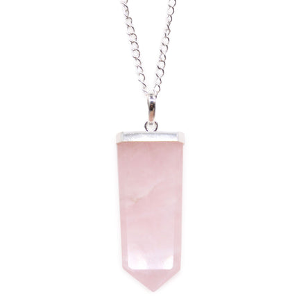 Gemstone Flat Pencil Pendant – Rose Quartz