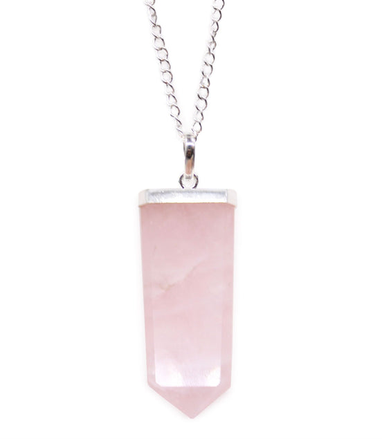 Gemstone Flat Pencil Pendant – Rose Quartz