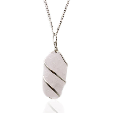 Cascade Wrapped Gemstone Necklace – Rough Rose Quartz