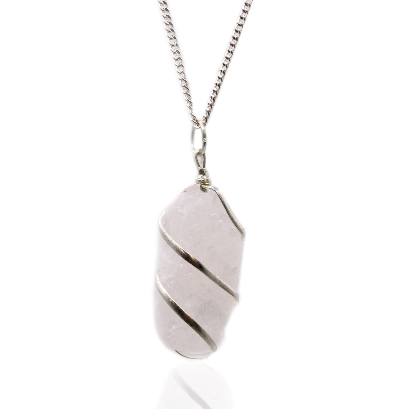Cascade Wrapped Gemstone Necklace – Rough Rose Quartz